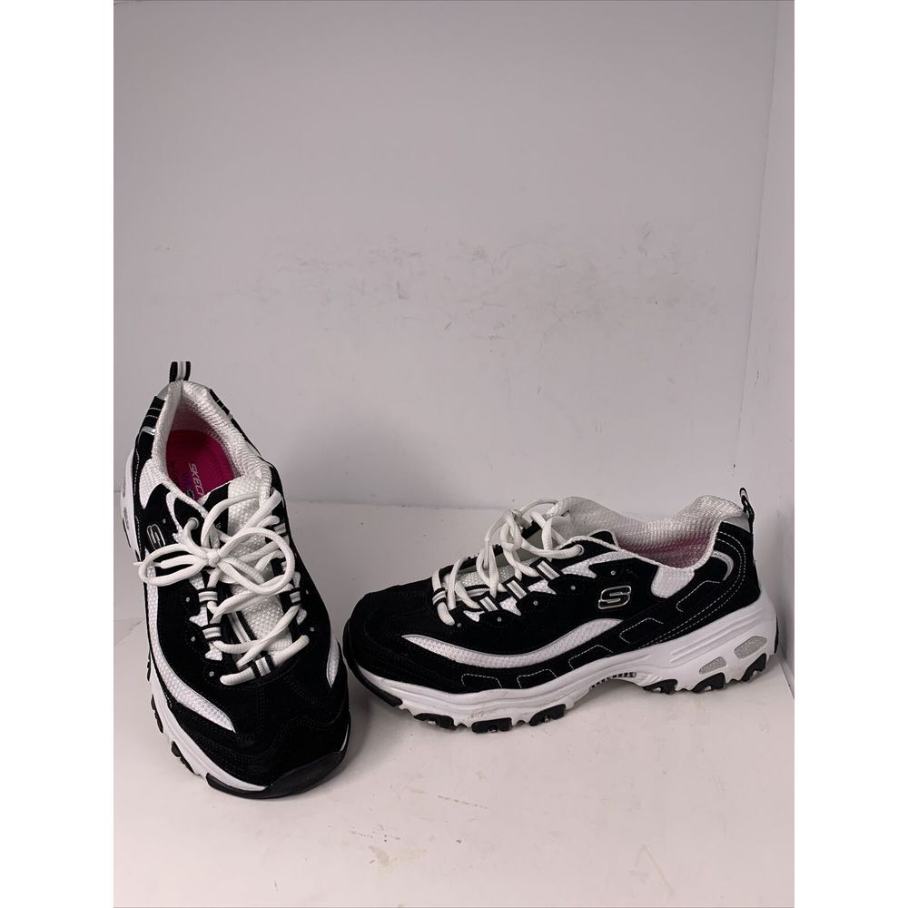 Skechers D'Lites Biggest Fan Sneakers Size 11 Black White Walking Shoes 11930‎
